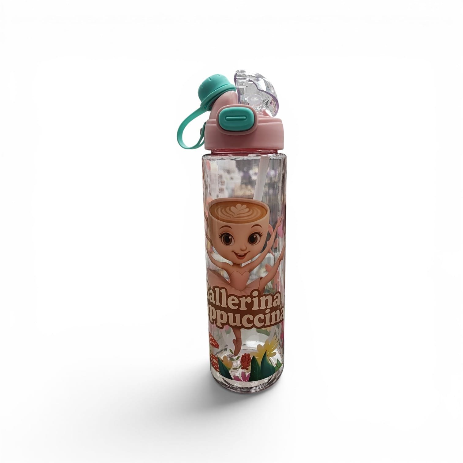 1049 betella de agua con dibujo de tralerotrela varios modelos traparente 1000ml